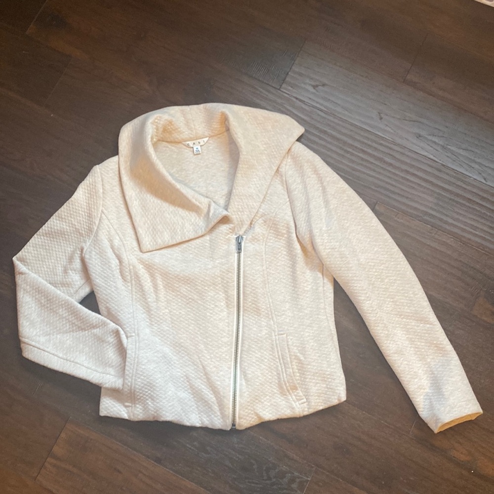 Oatmeal diamond texture knit moto jacket with asymetric zip and pockets